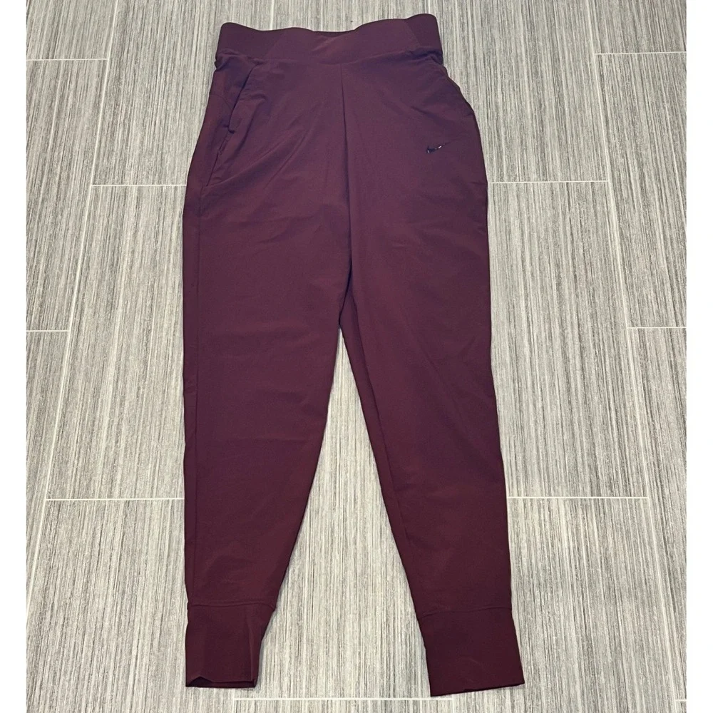 Nike Dri-FIT Training Joggers Womens XS Burgundy Mid Rise Performance Athleisure